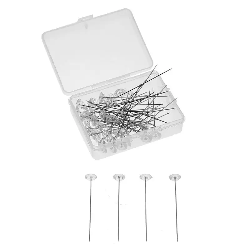 

50pcs Rhinestone Head Pins DIY Sew Straight Dressmaking Fixing Needles Tool For Clothes Decoration