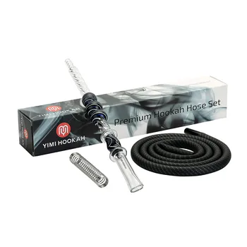 

Yimi Hookah Hose Set - 40cm Glass Mouthpiece+1.5m Carbon Silicone Hose+hookah Spring+Aluminum Shisha Adapter+Yimi Brand Box