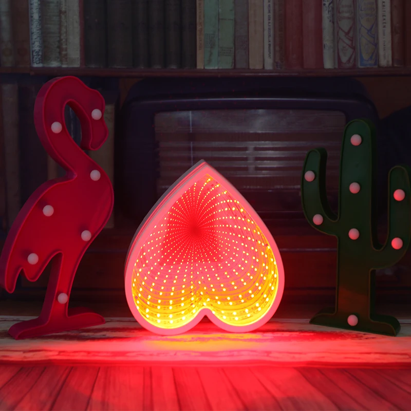 

3D LED Table Night Light Magic Mirror Tunnel Lights Heart Flower Cloud Tree Light House Festival Valentine Decoration Light