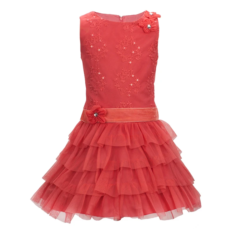 

Yatheen Girls Embroidered Multi-layered Dress Kids Party Dresses