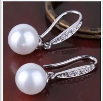 

9-10mm natural south sea white pearl dangle earring 925s