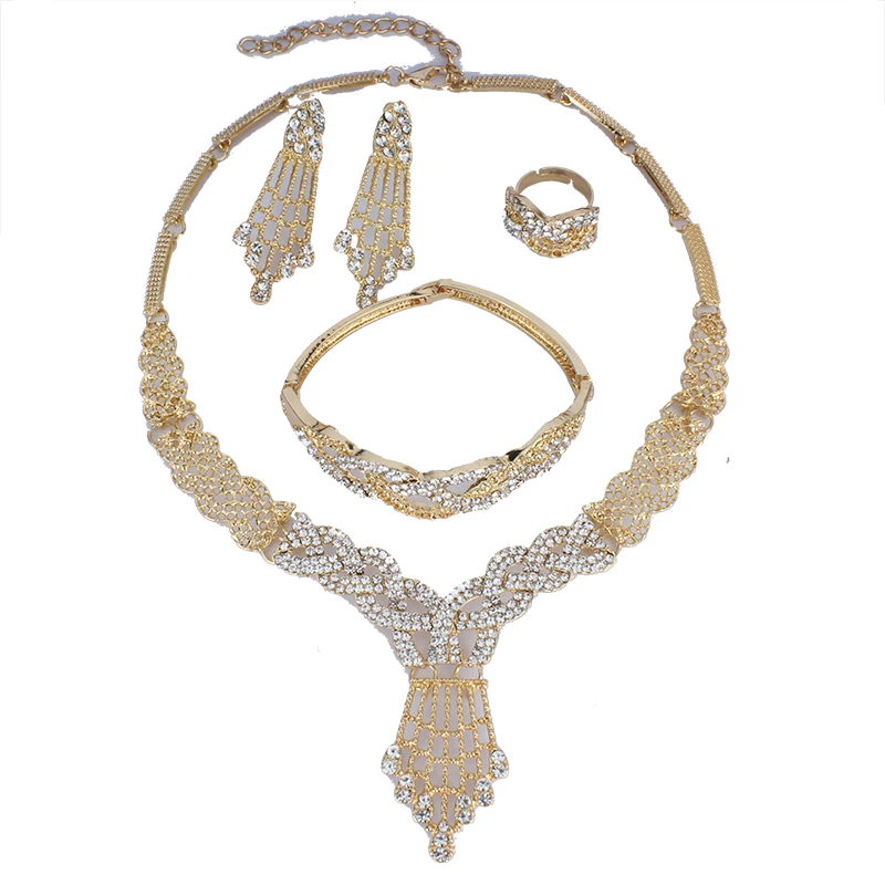 JIAYIJIADUO Дубай набор украшений для женщин свадебное платье аксессуары ожерелье серьги браслет кольцо набор 5 шт