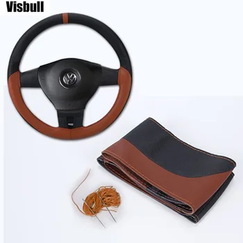 

Visbullr Artificial Leather car steering wheel cover / DIY handlebar braid AUTO Steering-Wheel cover 38cm