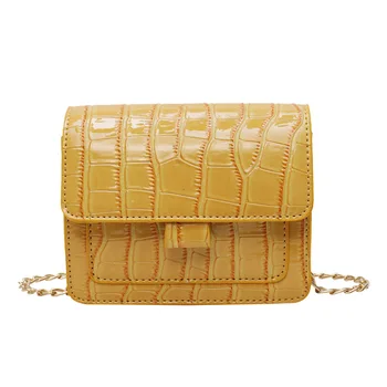 

AUAU-Waist Bag Black Small Bag Female Crocodile Pattern Shoulder Chain Mini Messenger Bag Ladies Shoulder Bag