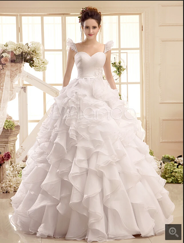 vestido de festa Белое Бальное платье с оборками свадебное платье с бретельками вырез сердечком бисер свадебное платье с аппликацией корсет