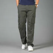 Мужские брюки карго свободные карманы утолщенные Большие размеры Осень и зима