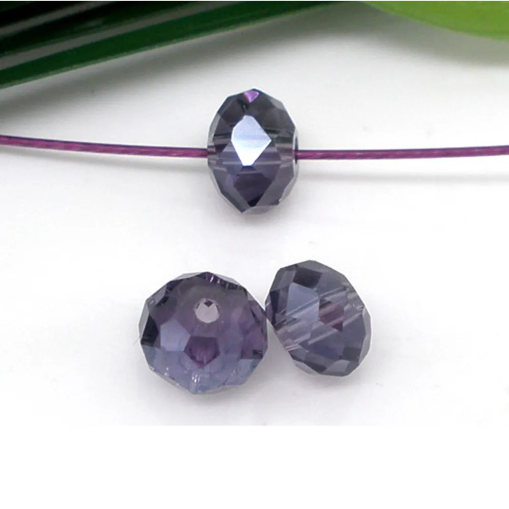 Стеклянные бусины DoreenBeads россыпью плоские круглые фиолетовые граненые