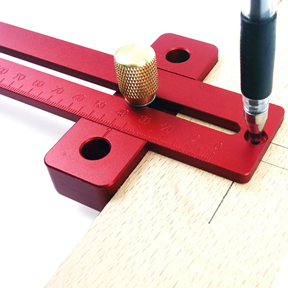 

Aluminum Alloy 200/300/400mm Scale Measure Scribing Ruler Woodworking T-Type Hole Ruler Marking Tool For Diy Auxiliary Tool New