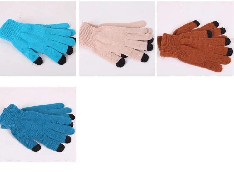 Fashion Female Wool Knitting Touched Screen Gloves Winter Women Warm Full Finger Gloves Stretch Warm Guantes Knit Mitten