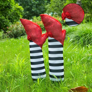 

1Pc Halloween Wicked Witch Leg High Heel Striped Leg with Telescopic Pole Halloween Decoration Stage Magic Props Party Supplies