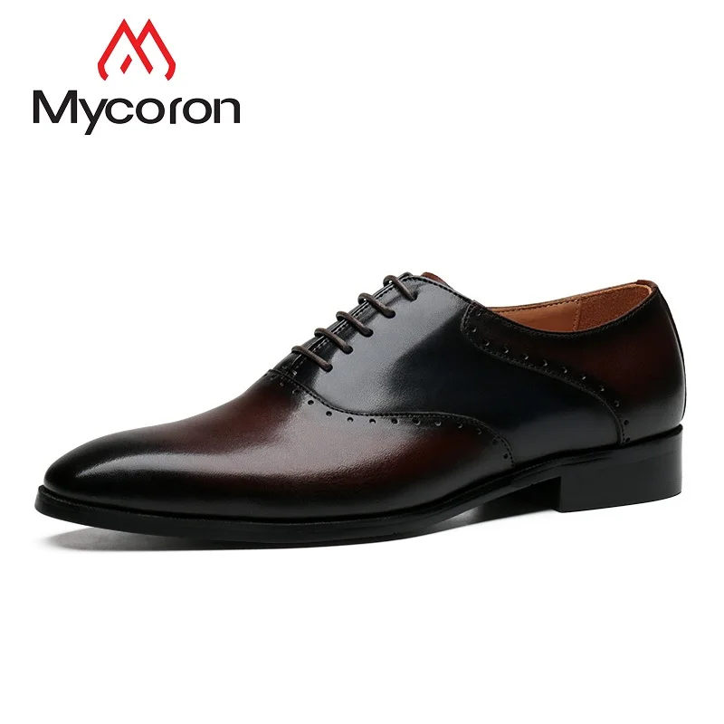 

MYCORON Spring Autumn Top Brand Mens Lace-Up Casual Shoes Genuine Leather Boots Pattern Male Personality Flats Chaussure Homme