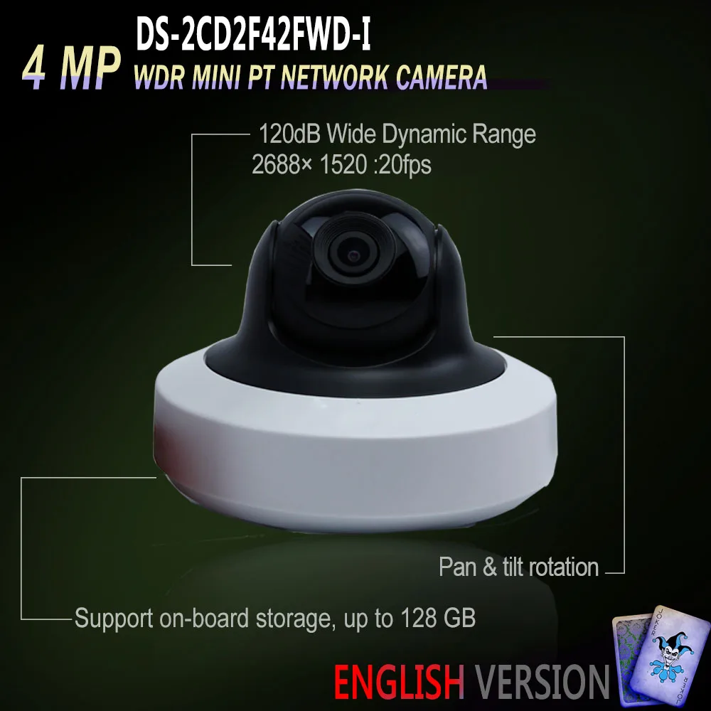 

Hikvision CCTV Camera DS-2CD2F42FWD-I Original English Oversea Version IP housing 4MP mini dome PT cctv POE camera Upgradable