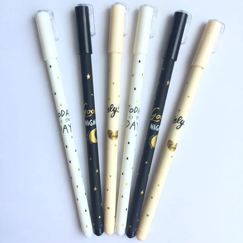 

10X Simple Pastel Starry Sky Moon Heart Gel Pen School Office Supply Student Stationery Black Ink 0.5mm