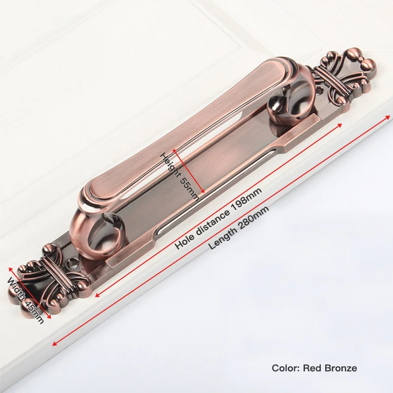 Red Bronze 198mm KAK Модные Винтажные дверные ручки для кухонной двери, цинковый сплав, европейский стиль, для спальни, нажимные дверные ручки, ручки для межкомнатных дверей - Цвет: Red Bronze 198mm