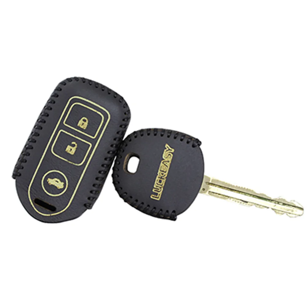 Black 3 Buttons Key holder 2 и 3 кнопки для toyota verso 2011- highlander 2012 2013 yaris L Натуральная кожа бумажник удаленной машине ключ чехол - Название цвета: Black 3 Buttons