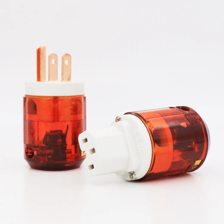 

Pair Pure Copper US plug P046+C046 Pure Copper US AC POWER PLUG Audio Power Plug