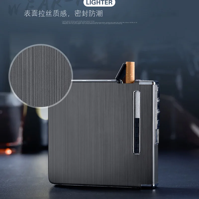 20 сигарет) металлический чехол для электронных сигарет USB зажигалки Зарядка Электрический провод ветрозащитная Зажигалка коробка для сигарет подарок для мужчин