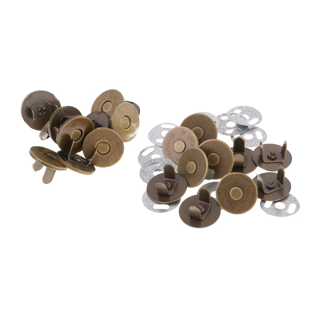 20 Sets 14/18mm Magnetic Purse Snaps Closures Round Sewing Button Press Studs for overcoat bag garment accessories scrapbooking