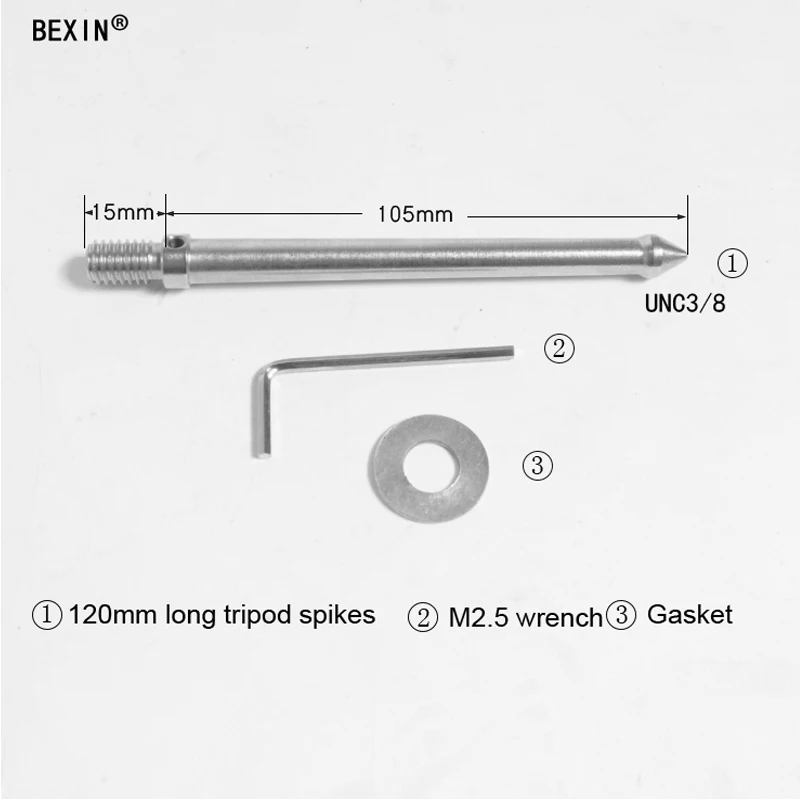 Extended 80mm length 3/8 inch Thread Replacement Tripod Foot Spike for