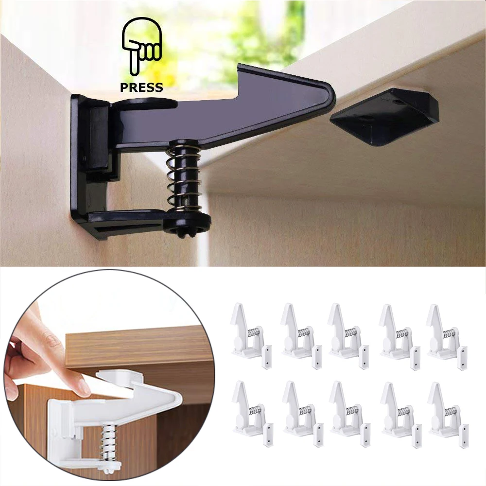

10Pcs Children Protection Baby Security Lock for Kids Drawer Cabinet Door Safety Lock Child Toddler Invisible Closet Locker