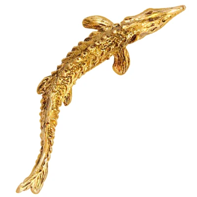 Винтажные окаменелости Осетровые Броши для женщин мужские аксессуары прекрасная ретро брошь с рыбой на булавке металлический маленький значок ювелирные изделия для костюма подарки - Окраска металла: Retro-Gold X0324A