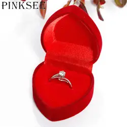 PINKSEE простой форме сердца Цепочки и ожерелья серьги кольцо подарочная коробка бархата для свадьбы упаковки держатель ювелирных изделий