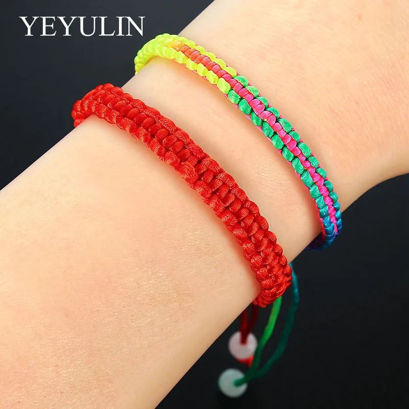 Handmade Braided Rope Bracelets Red colorful Thread Lucky Bead Charm Bracelets Mix Color Bracelets For Women Jewelry Gift