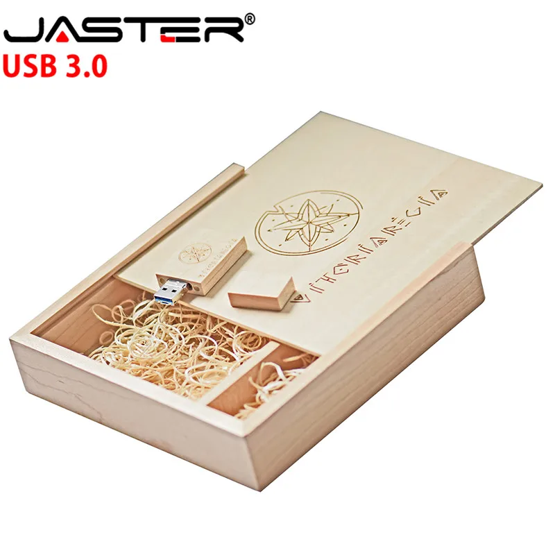

JASTER wooden photo album USB 3.0 flash drive pendrive 4GB 32GB 64GB 128GB U disk photography gift 2 in 1 interface custom LOGO