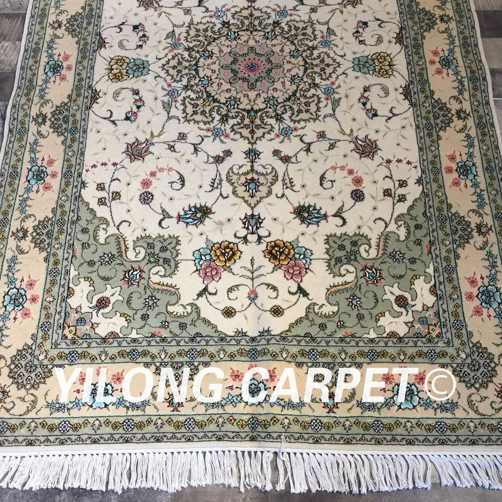 Yilong 4'x6' handknotted Классические Цветочные ковры прочный персидский ручной ковёр из шелка и шерсти(WY2062S4x6