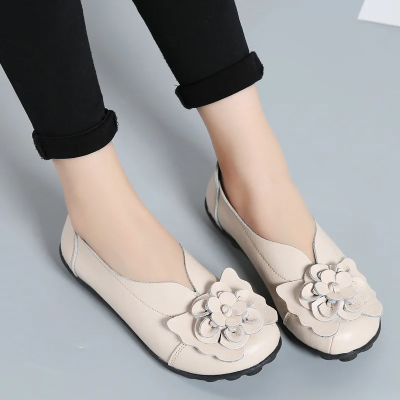 

Women Shoes 2018 Fashion Sneakers Ballerina Flats Women Genuine Leather Ladies Shoes Comfortable Fat Shoes Women sapato feminino