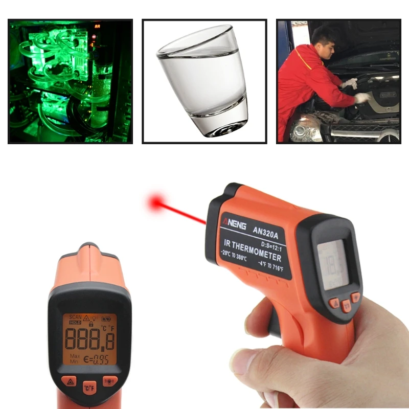 ANENG Мода AN320A лазерный lcd Цифровой термометр Бесконтактный ИК инфракрасный измеритель температуры