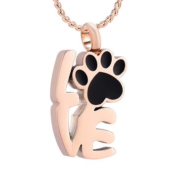 

K9965 Pet Paw Print Love Memorial Jewelry Stainless Steel Cremation Pendant Ashes Holder Urns Dog Cat Keepsake Funeral Necklace