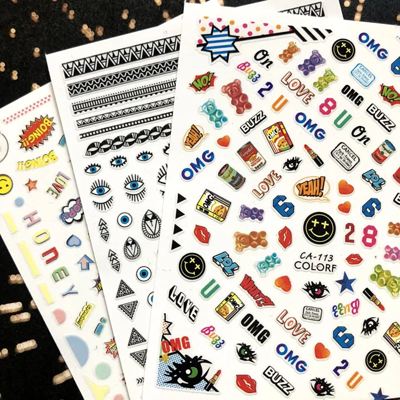 

Newest CA series ca-113-105 letter designs 3d nail art stickers Template sticker decal flowers for nail
