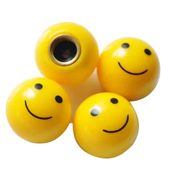 

YAQUICKA 4PCS Yellow Happy Smiling Smiley Face Wheel Tyre Valve Stem Caps Covers Fit For Nissan Toyota Mazda etc