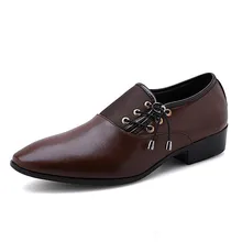Men Formal Shoe Flats Oxford Shoes For Men Oxfords Pointed Toe Lace Up Split Leather Dress Business Shoes Plus Size 38-48 QX5