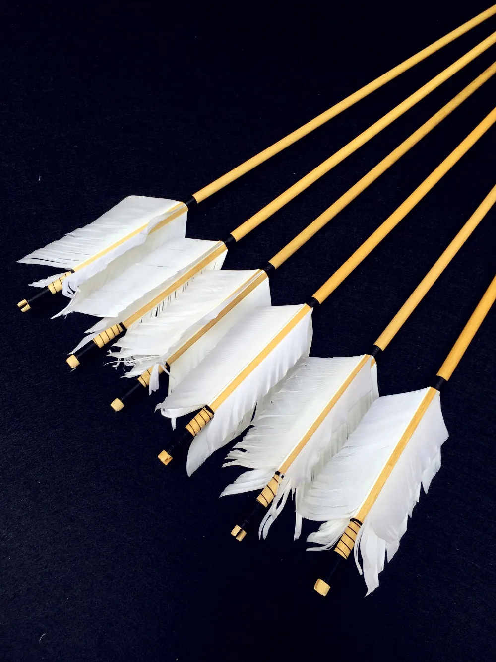 

12PK high quality wooden arrow white feather real archery hunting recurve bow