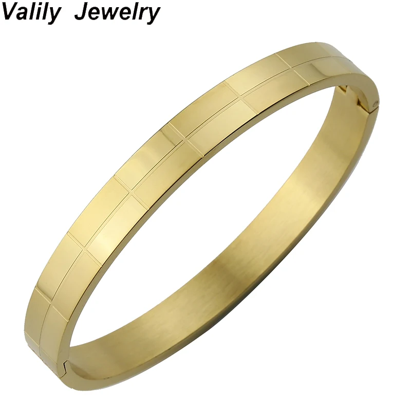 Valily Men's Bangle Rose Gold Color Simple Lines Design 6/8MM Tungsten