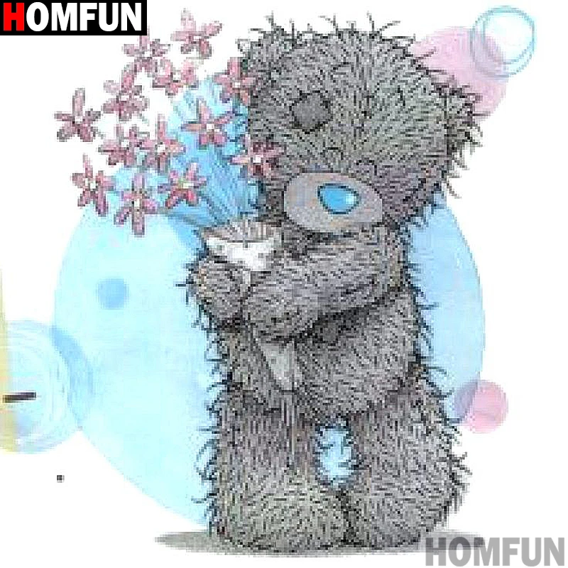 Алмазная живопись HOMFUN мультяшный медведь вышивка крестиком из