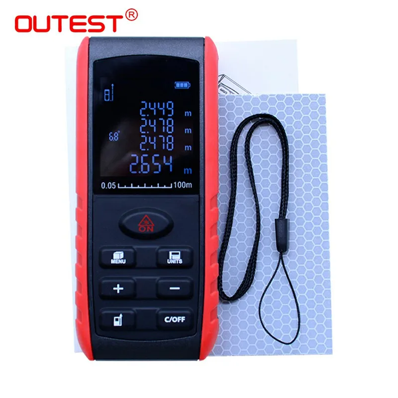 Digital 100m Portable Laser rangefinder Handheldlaser Distance Meter Range Finder Area Volume Measurement with Angle Indication Digital 100m Portable Laser rangefinder Handheldlaser Distance Meter Range Finder Area Volume Measurement with Angle Indication