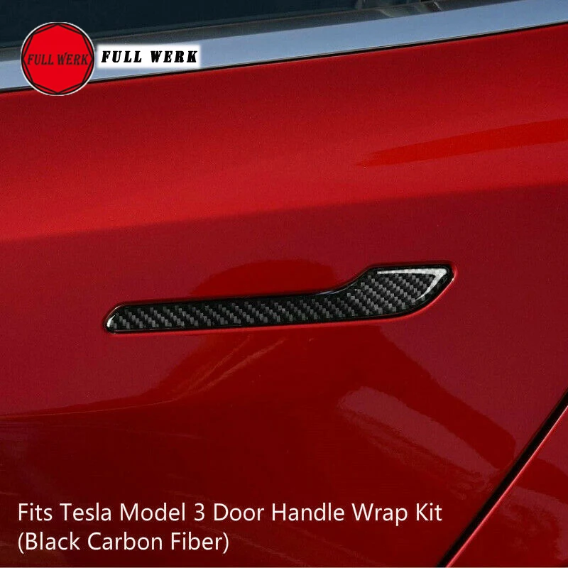 

4pcs/set Car Door Handle Cover Trim Protector Sticker Epoxy Carbon Fiber for Tesla Model 3 Exterior Accessories