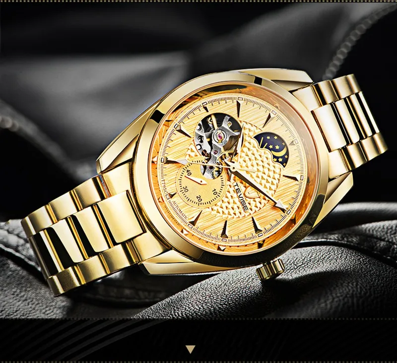 TEVISE Watch Men Moon Phase Mechanical Watches Luminous Automatic Watch Waterproof Steel Fashion Business Wristwatches Male  (15)