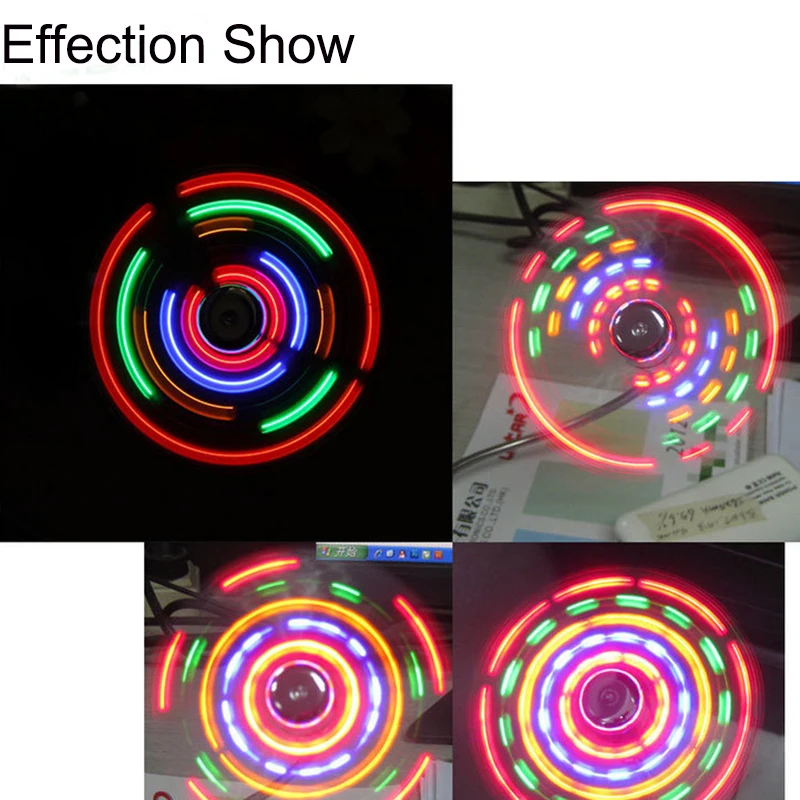 LUCOG портативный мини светодиодный usb-вентилятор, цветной гибкий мигающий светильник с гибким гусиным краем, usb-вентилятор для ПК, ноутбука, ноутбука, крутой гаджет