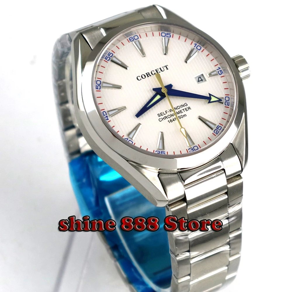 

Polished 41mm corgeut white dial Stainless Steel strap Sapphire Glass automatic mens Watch