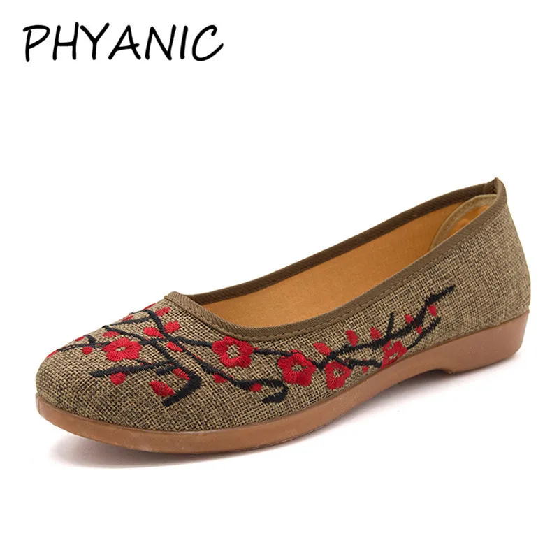 

PHYANIC Chinese Style Women's Loafers Vintage Flat Shoes for Woman Embroidered Flowers Slip On Women Flats PHY3291