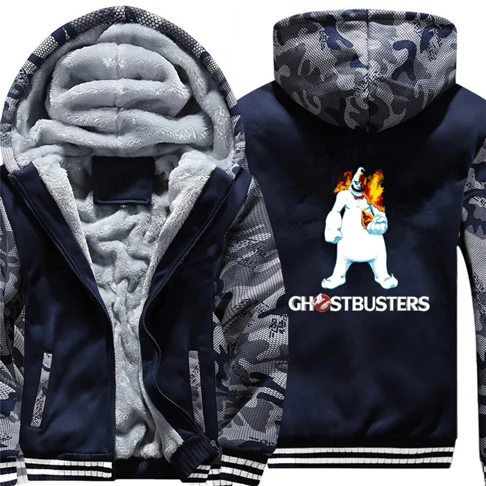 Ghostbusters Hoodie Winter Casual Super Warm Coat Thicken Warm Zipper Hooded Casual Sweatshirts for winter - Цвет: D