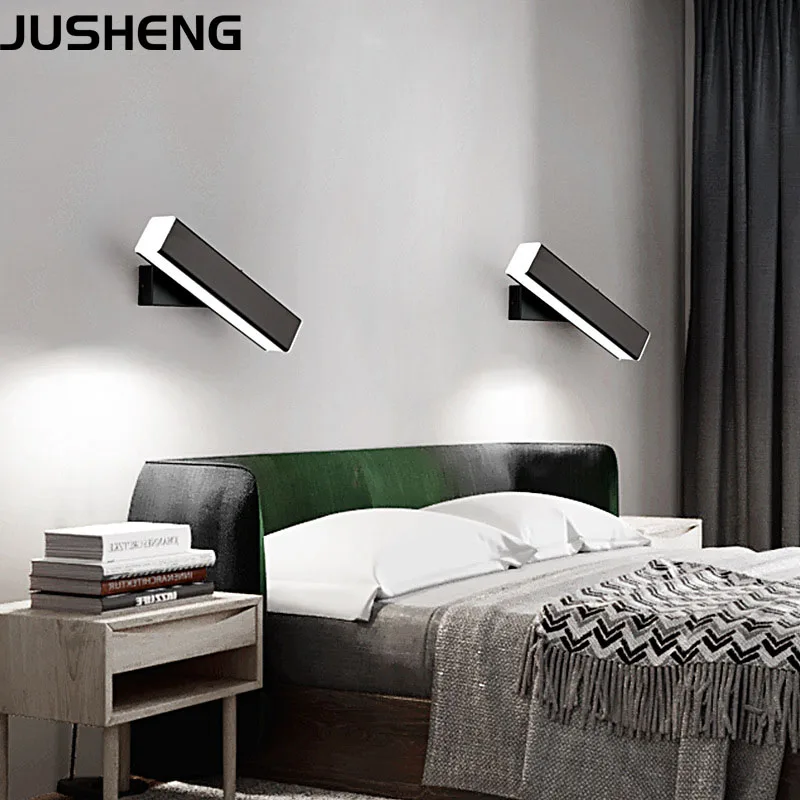 Nordic Black & White LED Wall Lights with Rotated Beam Angle Decor modern Hotel Stair Lights in Bedroom Bedside