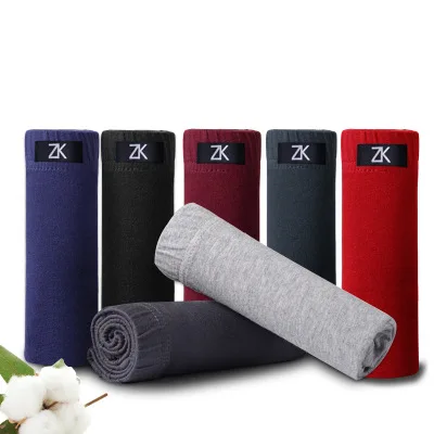 

ZK 5pcs/lot Sexy Men Underwear Pure 95% Cotton Boxers Shorts Breathable Comfortable Soft Cuecas