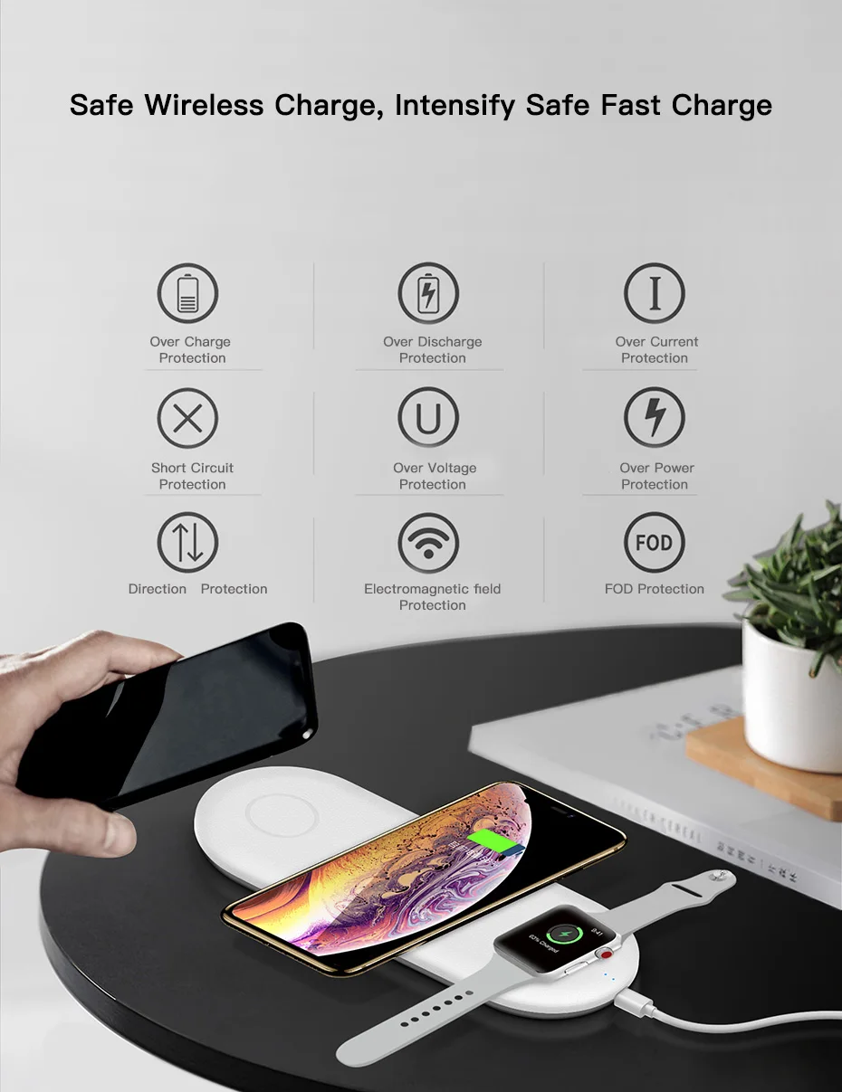 3 в 1 беспроводная зарядная станция для Iphone X XS Быстрая зарядка Беспроводная зарядная площадка для Iphone Airpods зарядная подставка для Apple Watch