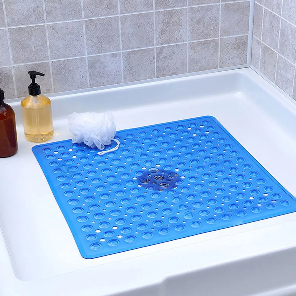

Quick Drain Shower Mat Anti-slip Bath Mat Carpet for Bathroom Non Slip Square Shower Stalls Machine Washable Suction Cups