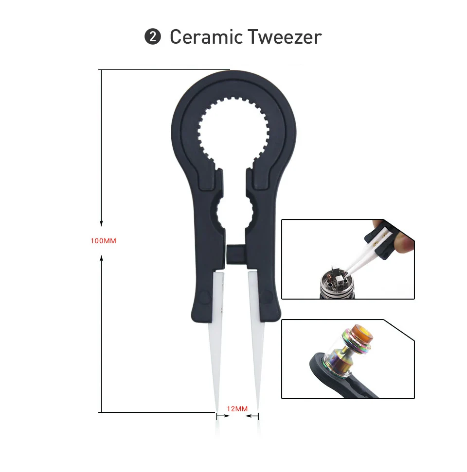 Volcanee Coil Building Tool Pack Coil Jig Ceramic Tweezer Wire Plier RDA Cleaning Brush Screwdriver for Clapton Wire Vape DIY